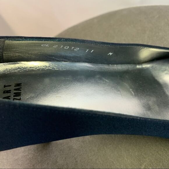 STUART Weitzman dark navy blue double rhinestone strap heels size 11 - Picture 8 of 11